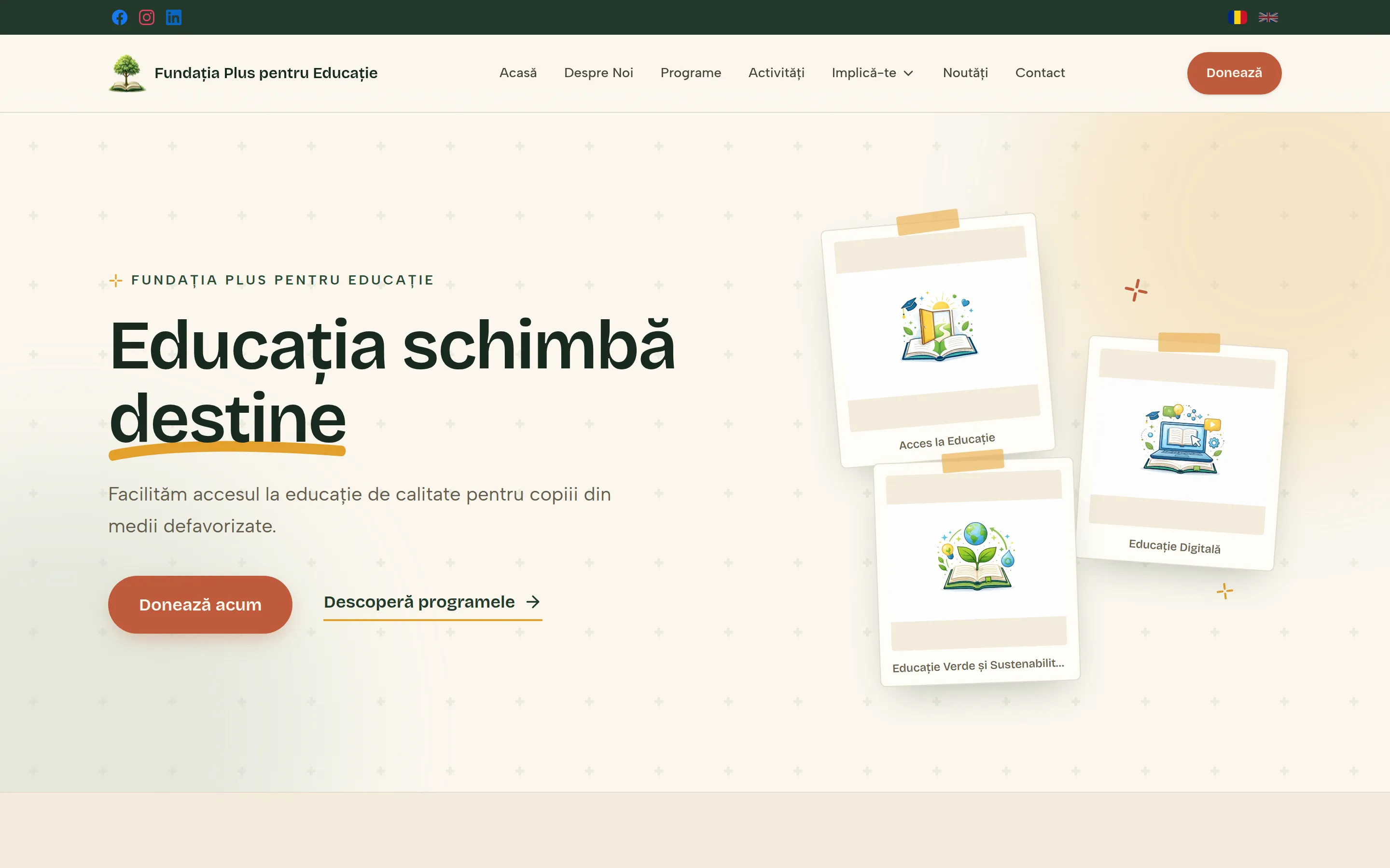 Fundația Plus pentru Educație — Education changes destinies.